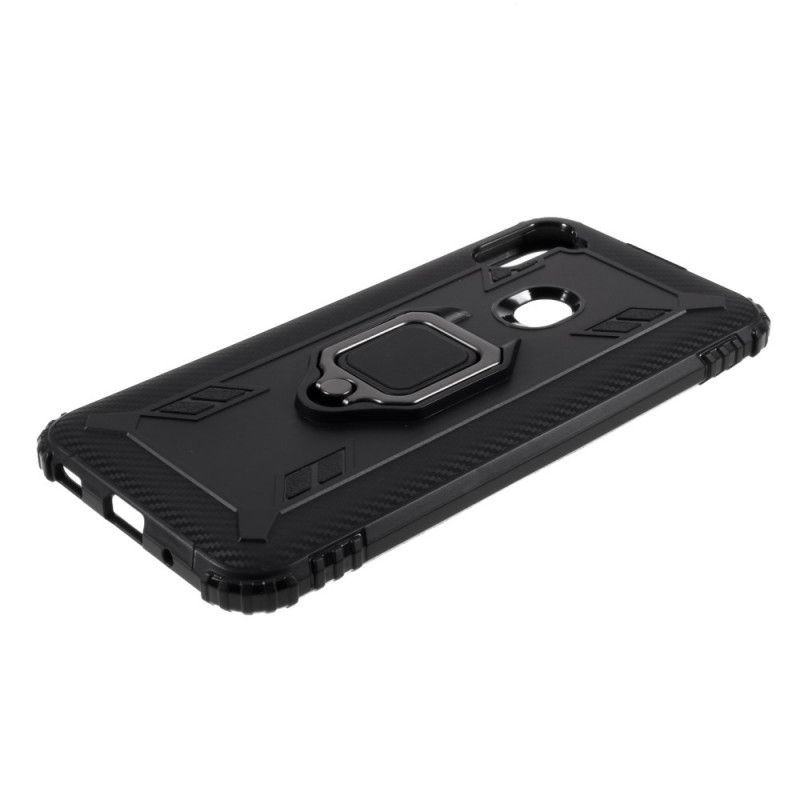 Cover Hoesje Samsung Galaxy M11 Rood Zwart Telefoonhoesje Ring En Koolstofvezel