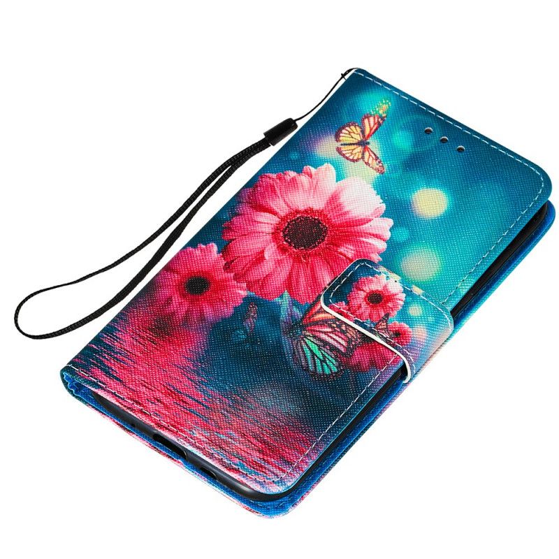 Flip Case Leren Samsung Galaxy M11 Bloemen En Vlinders