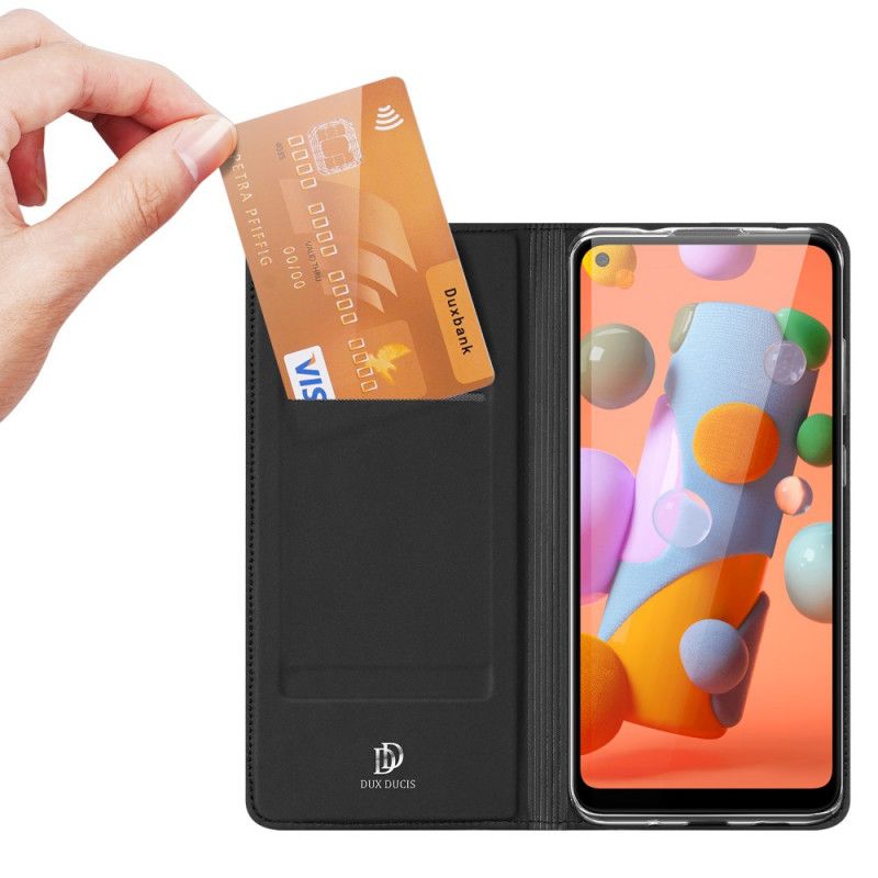 Folio-hoesje Samsung Galaxy M11 Donkerblauw Zwart Pro Dux Ducis Huid