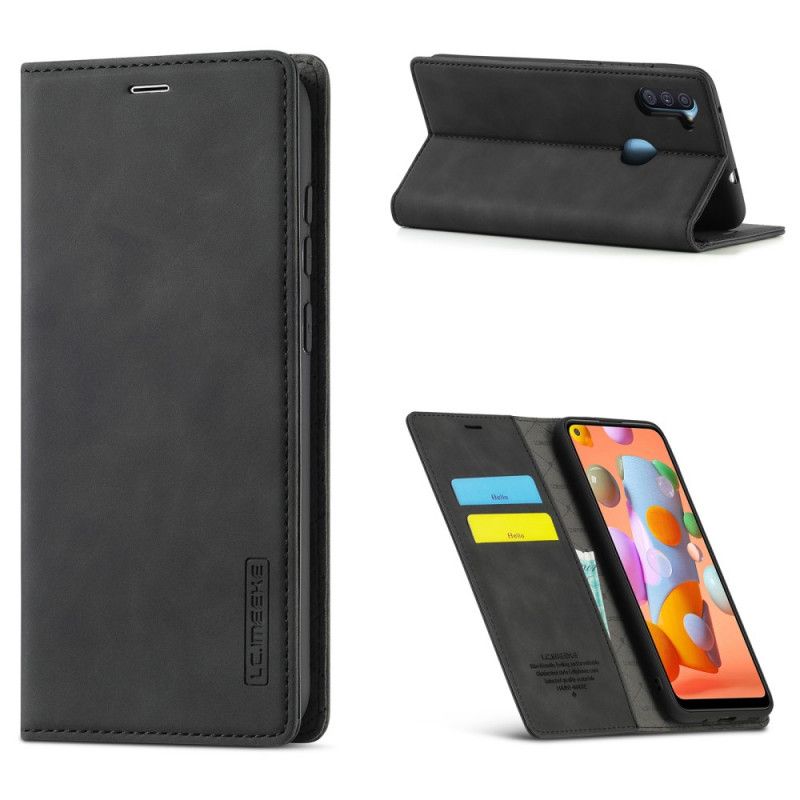 Folio-hoesje Samsung Galaxy M11 Rood Zwart Telefoonhoesje Lc.Imeeke Leereffect
