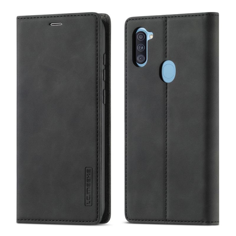 Folio-hoesje Samsung Galaxy M11 Rood Zwart Telefoonhoesje Lc.Imeeke Leereffect