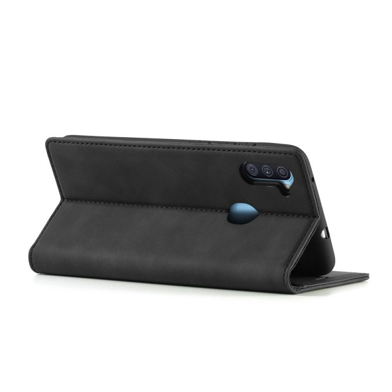 Folio-hoesje Samsung Galaxy M11 Rood Zwart Telefoonhoesje Lc.Imeeke Leereffect