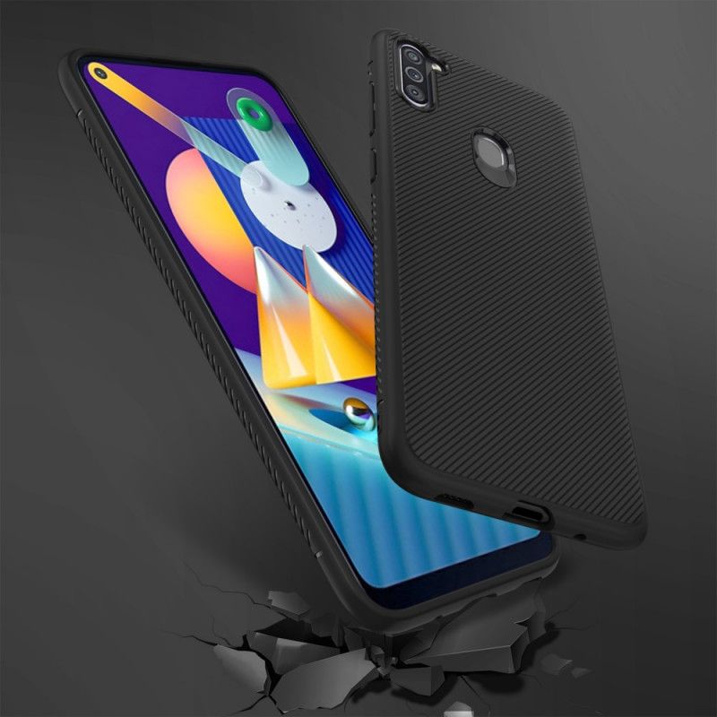 Hoesje Samsung Galaxy M11 Donkerblauw Zwart Twill Uit De Jazzserie
