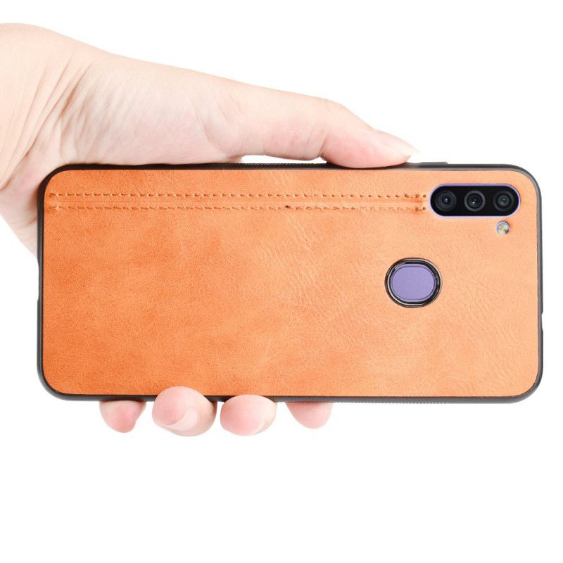 Hoesje Samsung Galaxy M11 Rood Zwart Gestikt Leereffect