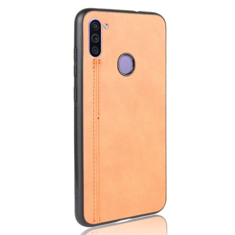 Hoesje Samsung Galaxy M11 Rood Zwart Gestikt Leereffect