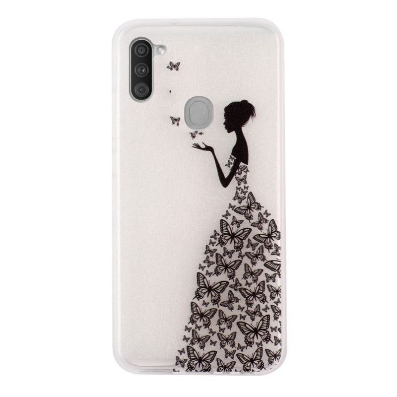 Hoesje voor Samsung Galaxy M11 Transparante Jurk Met Vlinders