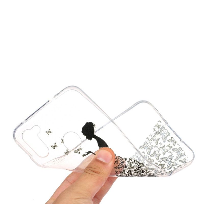 Hoesje voor Samsung Galaxy M11 Transparante Jurk Met Vlinders