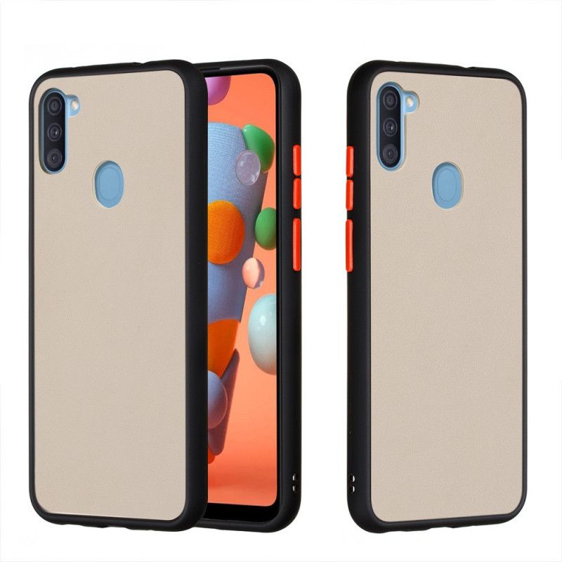 Hoesje voor Samsung Galaxy M11 Wit Zwart Hybride Met Gekleurde Randen