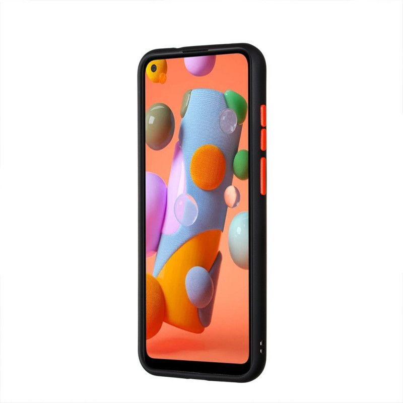 Hoesje voor Samsung Galaxy M11 Wit Zwart Hybride Met Gekleurde Randen