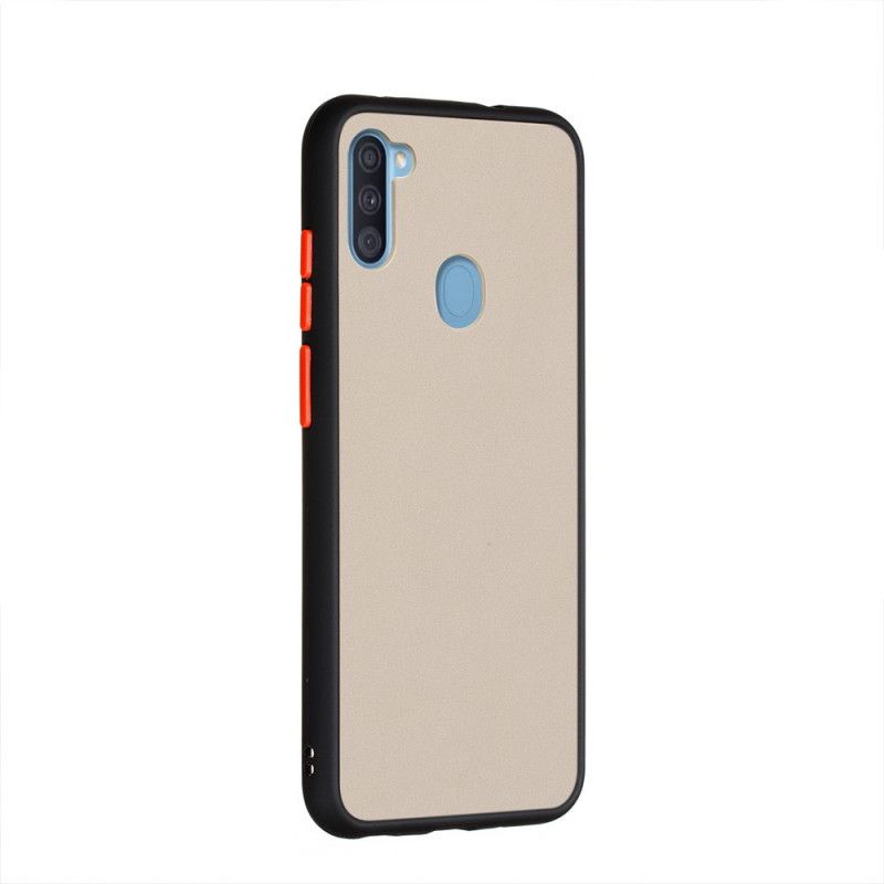 Hoesje voor Samsung Galaxy M11 Wit Zwart Hybride Met Gekleurde Randen