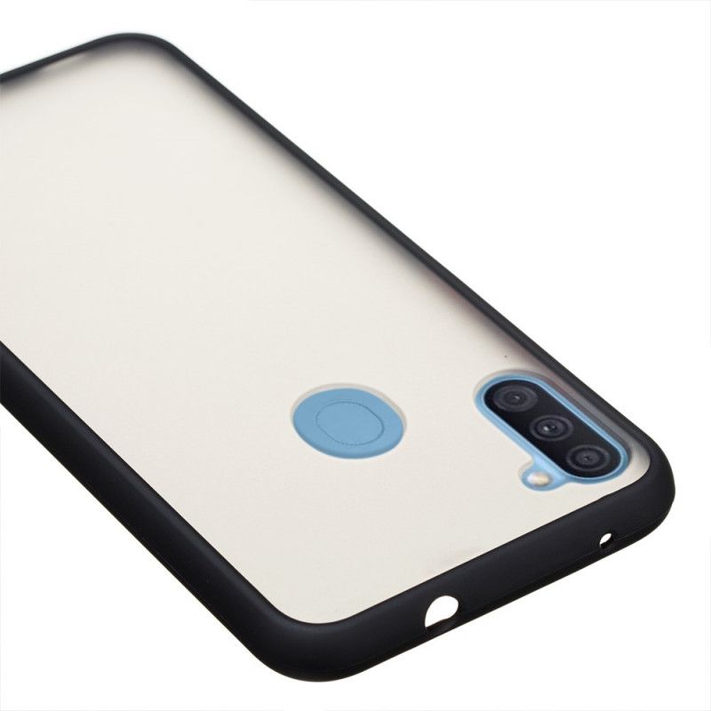 Hoesje voor Samsung Galaxy M11 Wit Zwart Hybride Met Gekleurde Randen