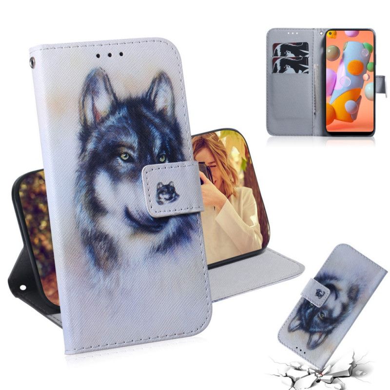 Leren Hoesje Samsung Galaxy M11 Blik Van Een Hond