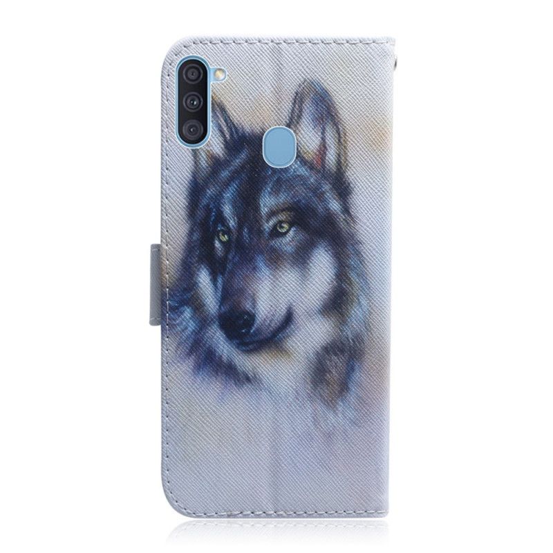 Leren Hoesje Samsung Galaxy M11 Blik Van Een Hond
