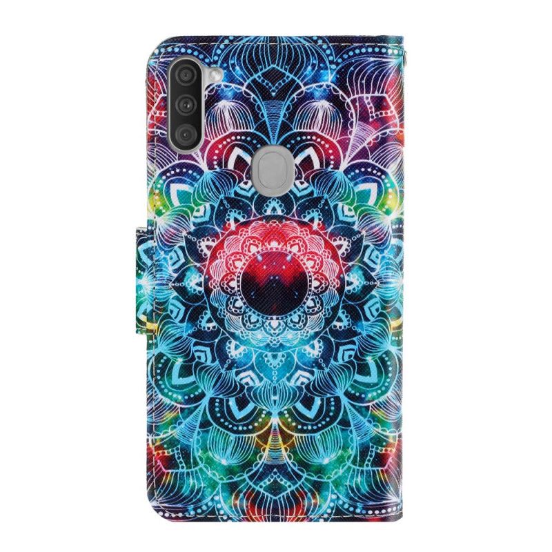 Leren Hoesje Samsung Galaxy M11 Flitsende Mandala Met String