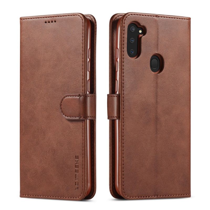 Leren Hoesje Samsung Galaxy M11 Grijs Zwart Telefoonhoesje Lc.Imeeke Leereffect