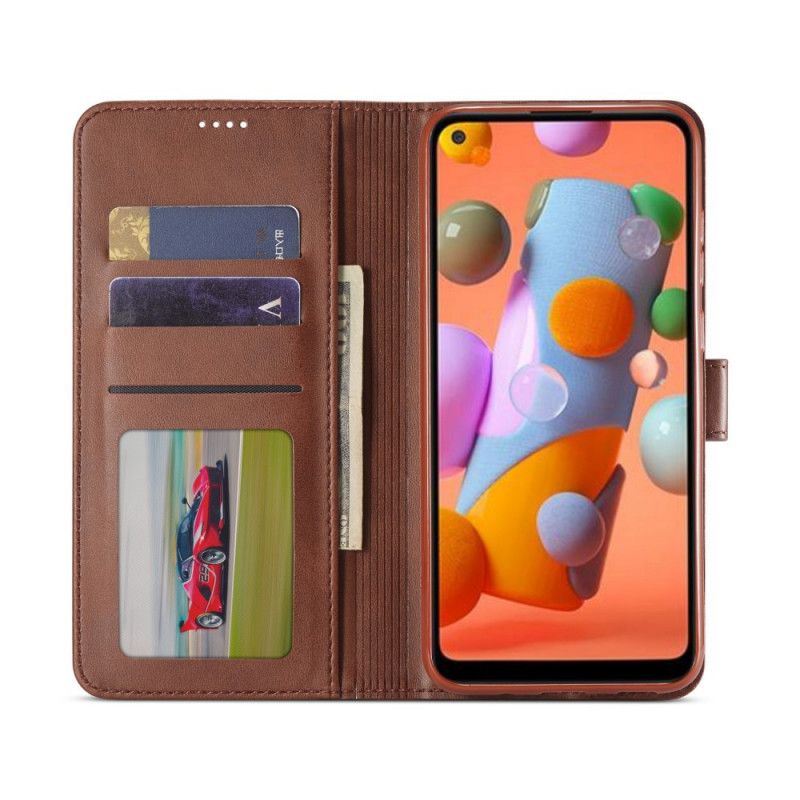 Leren Hoesje Samsung Galaxy M11 Grijs Zwart Telefoonhoesje Lc.Imeeke Leereffect