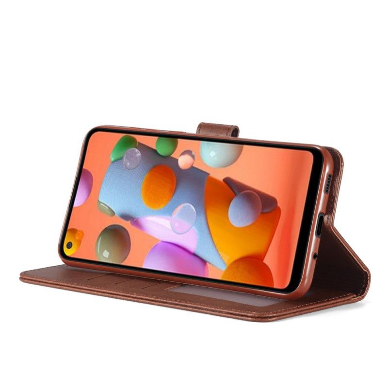 Leren Hoesje Samsung Galaxy M11 Grijs Zwart Telefoonhoesje Lc.Imeeke Leereffect