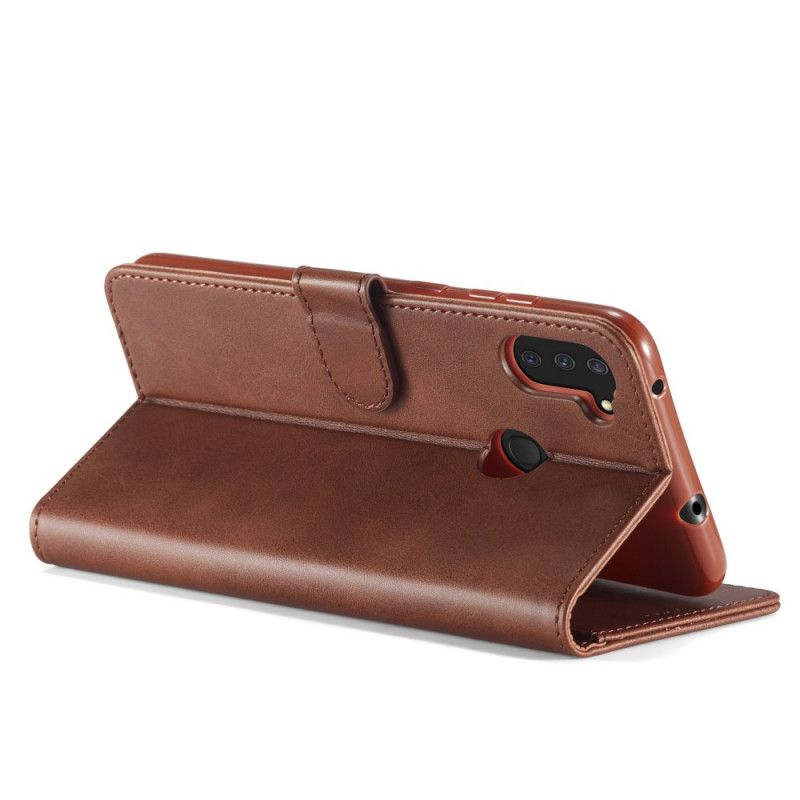Leren Hoesje Samsung Galaxy M11 Grijs Zwart Telefoonhoesje Lc.Imeeke Leereffect