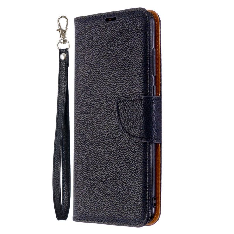 Leren Hoesje Samsung Galaxy M11 Magenta Zwart Lychee Schuine Flap