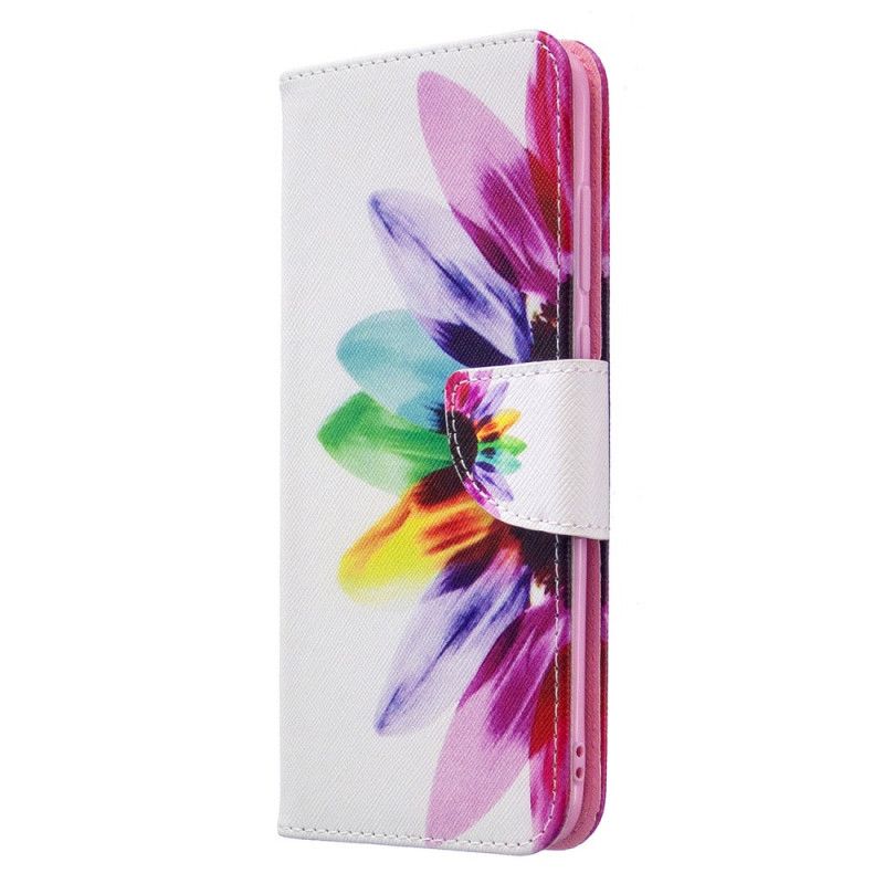 Leren Hoesje Samsung Galaxy M11 Telefoonhoesje Aquarelbloem