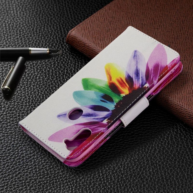Leren Hoesje Samsung Galaxy M11 Telefoonhoesje Aquarelbloem