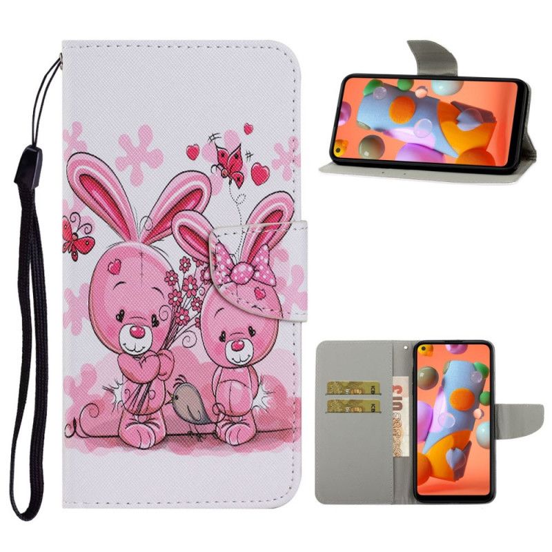 Leren Hoesje Samsung Galaxy M11 Telefoonhoesje Konijnen