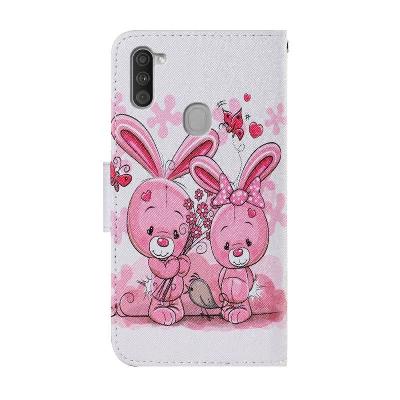 Leren Hoesje Samsung Galaxy M11 Telefoonhoesje Konijnen