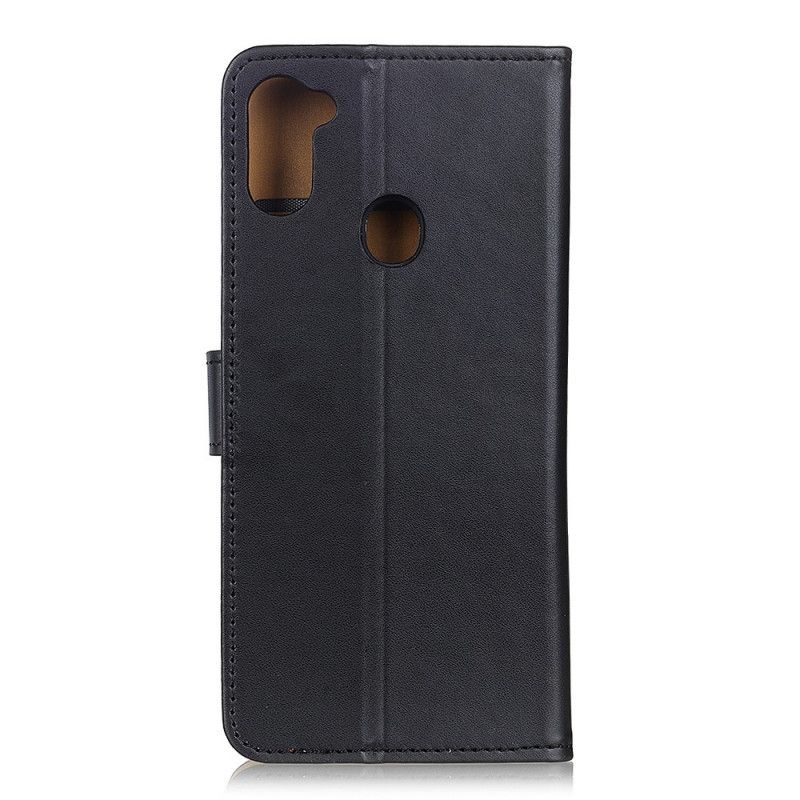 Leren Hoesje voor Samsung Galaxy M11 Donkerblauw Zwart Eenvoudig Kunstleer