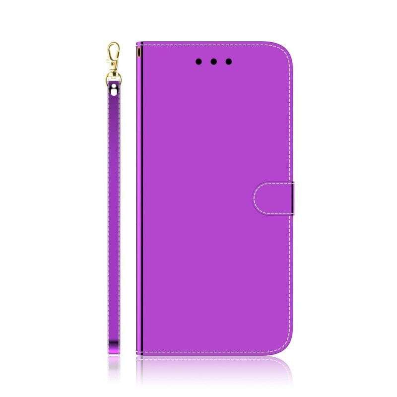 Leren Hoesje voor Samsung Galaxy M11 Magenta Zwart Spiegelkap Van Imitatieleer