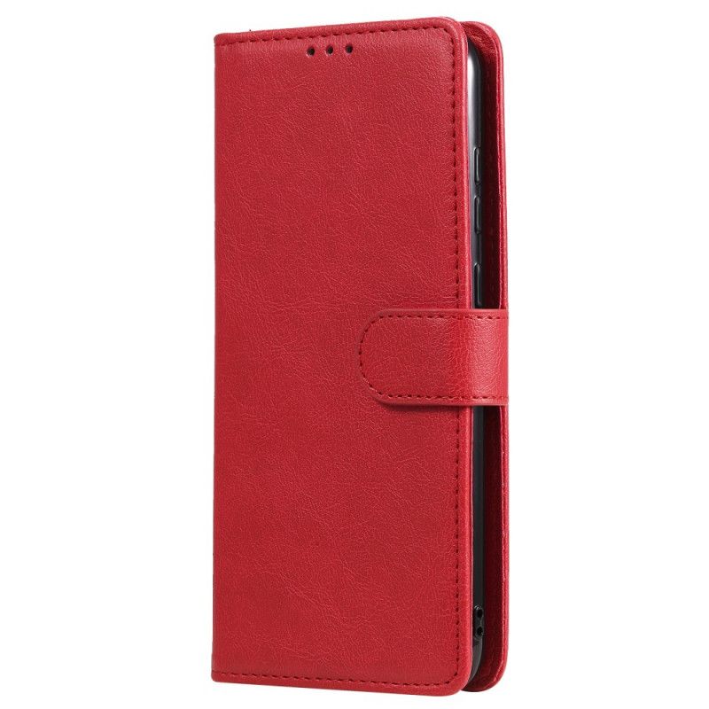 Leren Hoesje voor Samsung Galaxy M11 Rood Zwart Afneembare Schaal En Riem