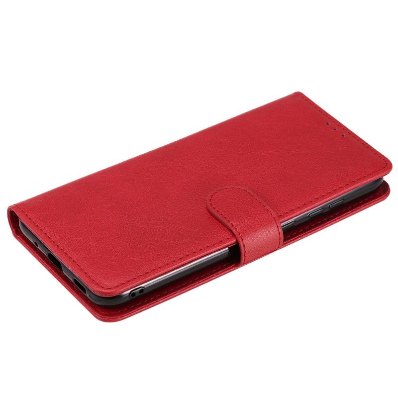 Leren Hoesje voor Samsung Galaxy M11 Rood Zwart Afneembare Schaal En Riem