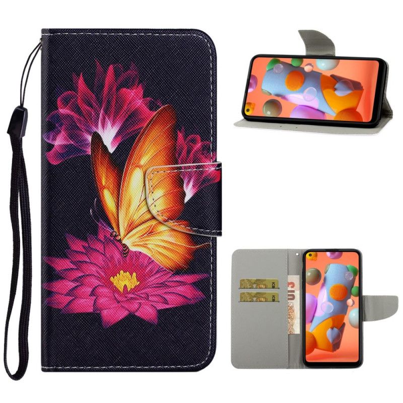 Leren Hoesje voor Samsung Galaxy M11 Vlinder En Lotus