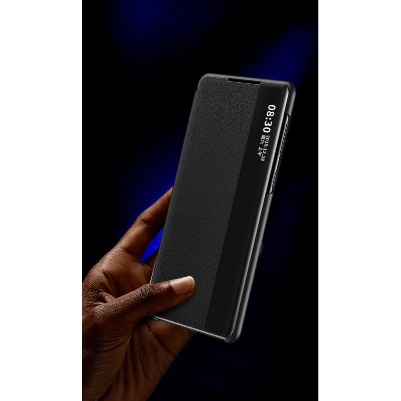 View Cover Samsung Galaxy M11 Rood Zwart Kunstleer Met Textuur