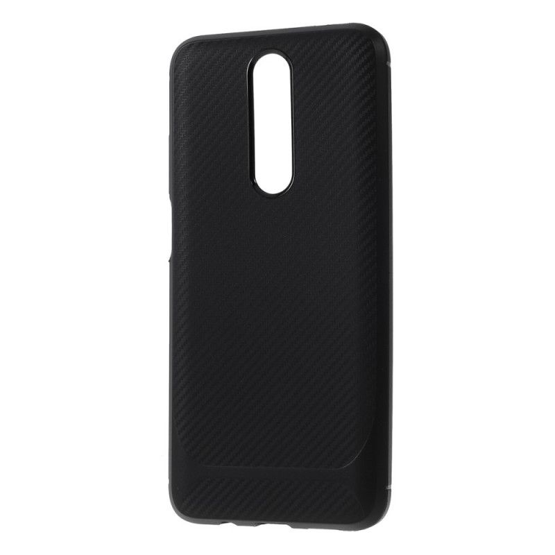Cover Hoesje Xiaomi Redmi K30 Rood Zwart Telefoonhoesje Koolstofvezel