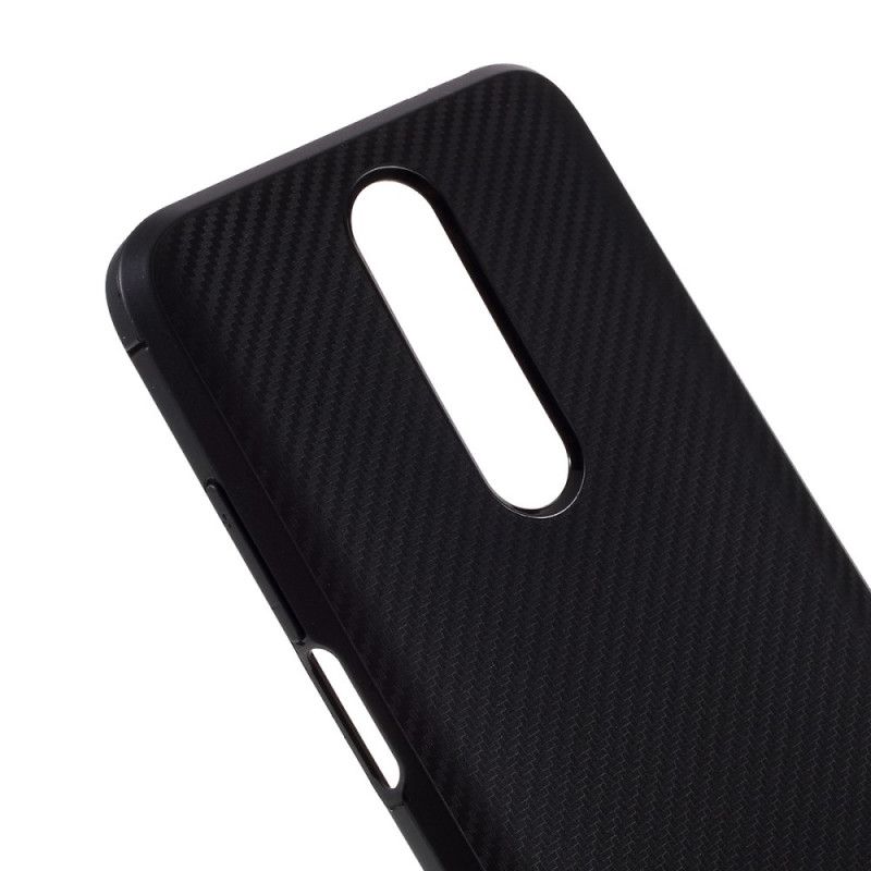 Cover Hoesje Xiaomi Redmi K30 Rood Zwart Telefoonhoesje Koolstofvezel