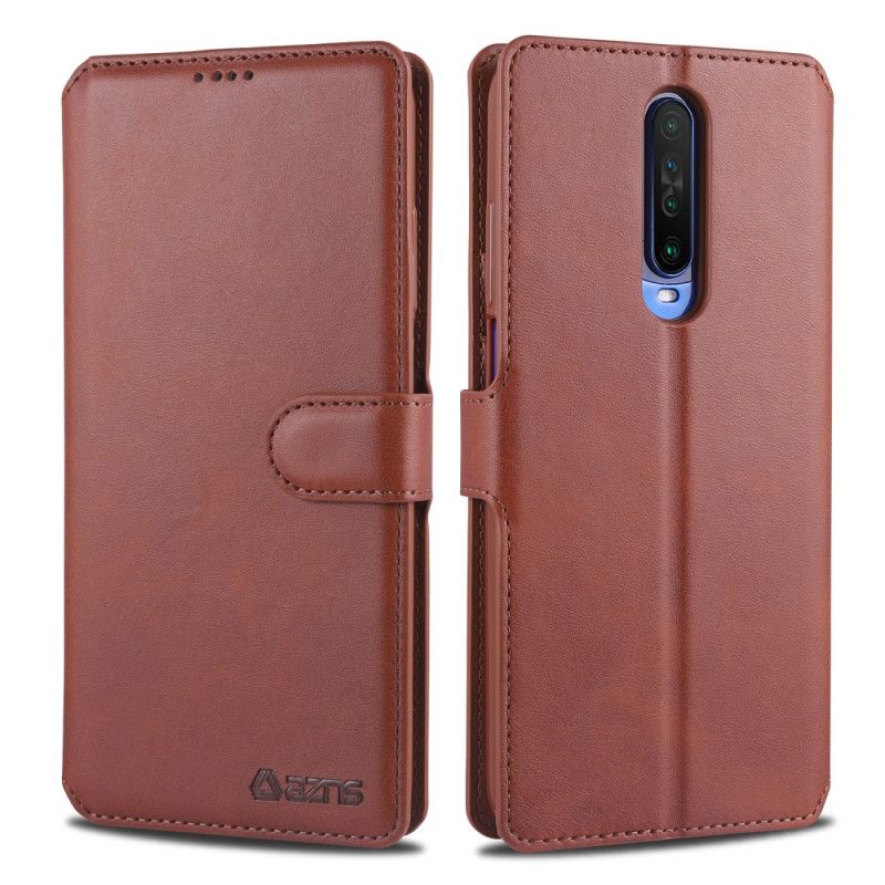 Leren Hoesje Xiaomi Redmi K30 Grijs Zwart Leereffect Azns