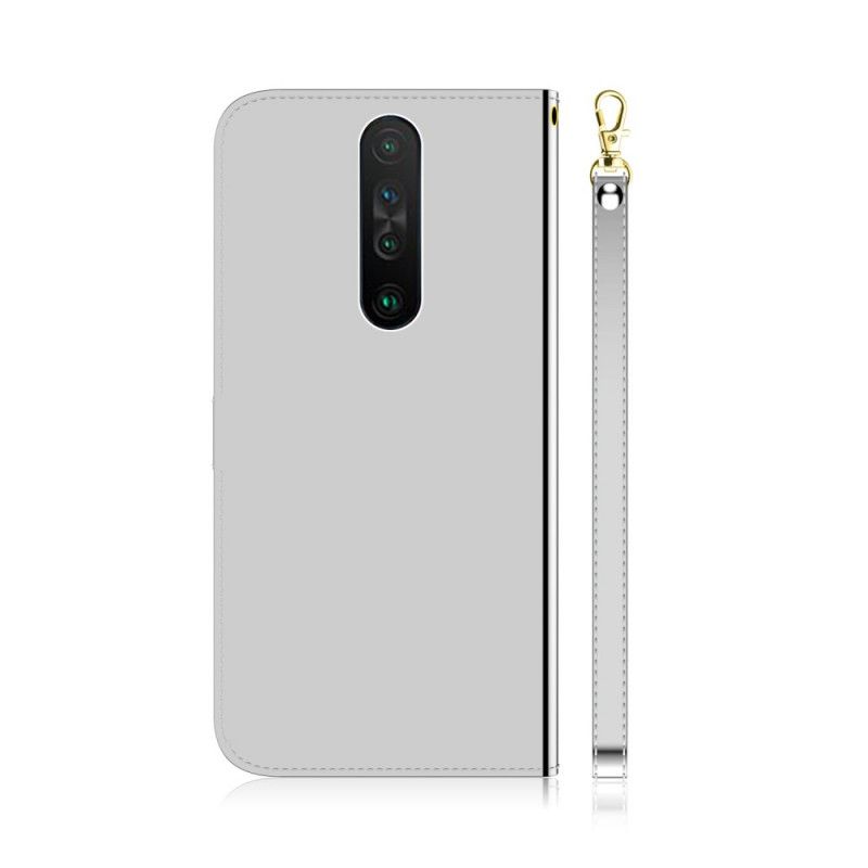 Leren Hoesje Xiaomi Redmi K30 Zwart Telefoonhoesje Spiegelkap Van Imitatieleer