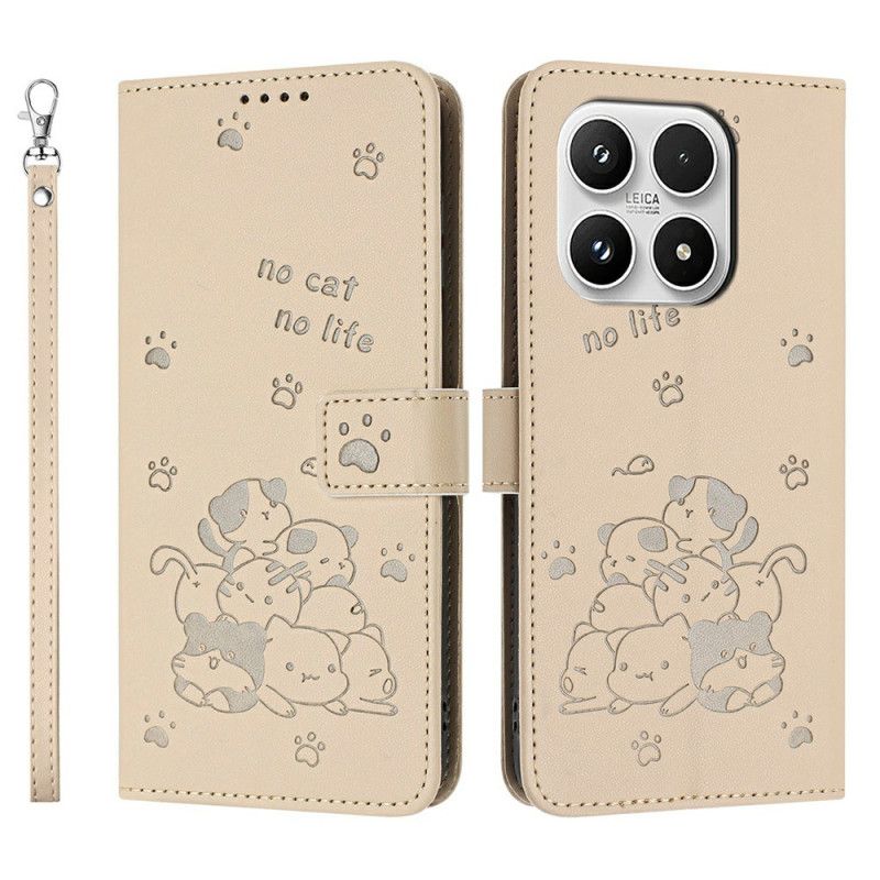 Bescherming Hoesje Xiaomi 17 Kattenpatroon Met Koord