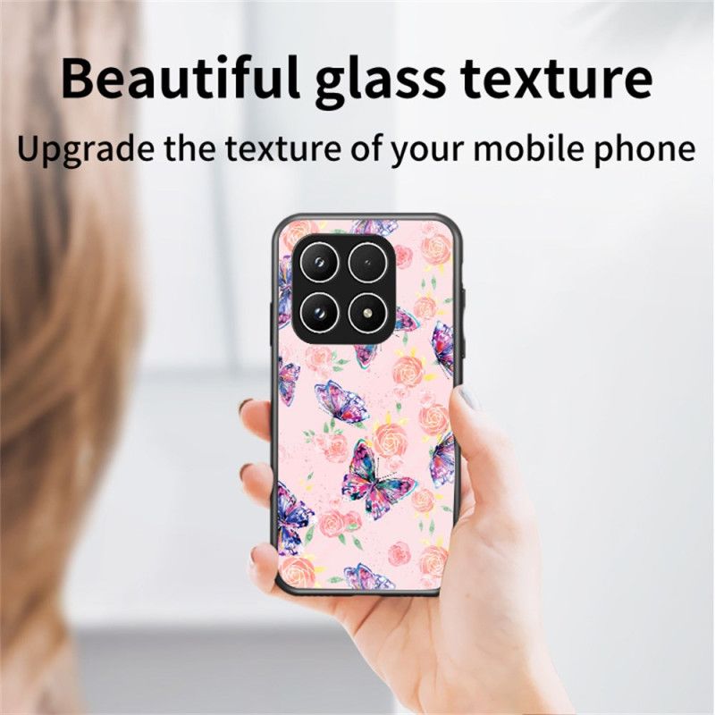 Cover Hoesje Xiaomi 17 Telefoonhoesje Gehard Glas Met Vlinderpatroon