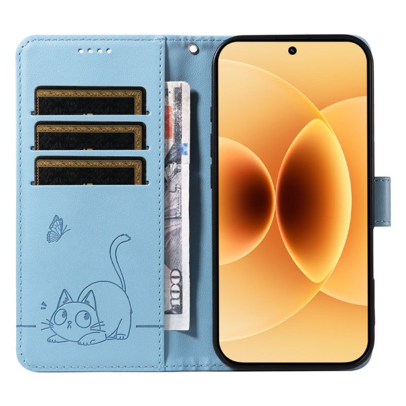 Flip Case Leren Xiaomi 17 Grafische Kattenband