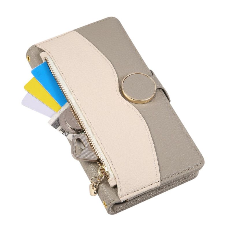 Folio-hoesje Xiaomi 17 Tweekleurige Portemonnee Met Polsbandje