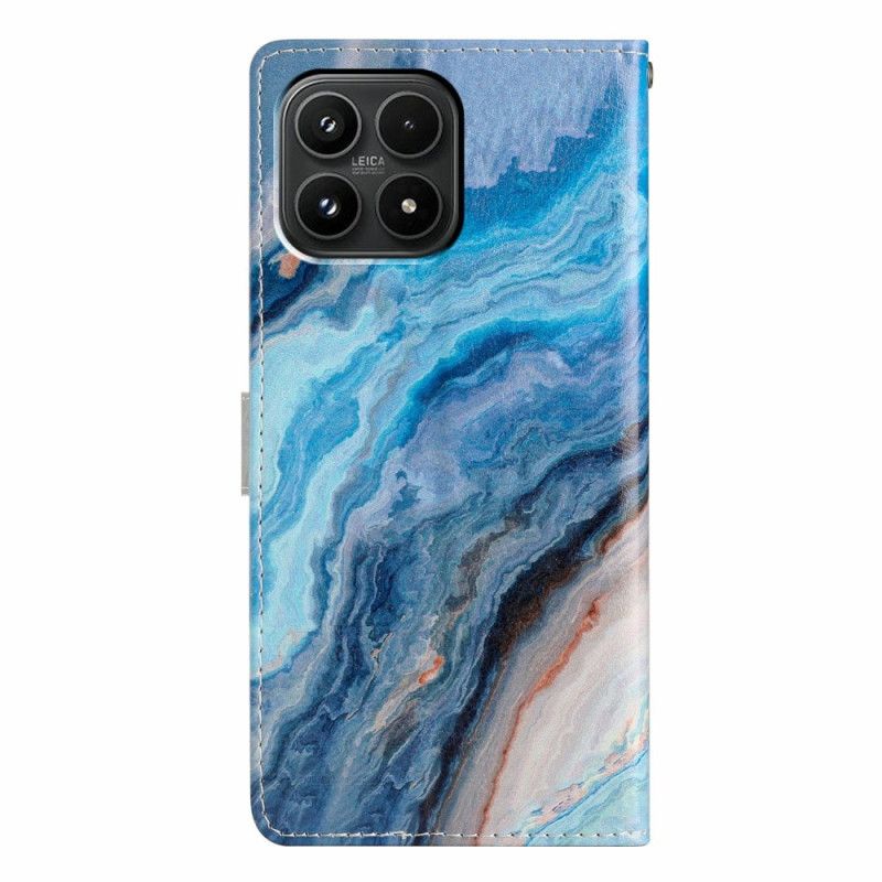 Leren Hoesje Voor Xiaomi 17 Marmerblauw