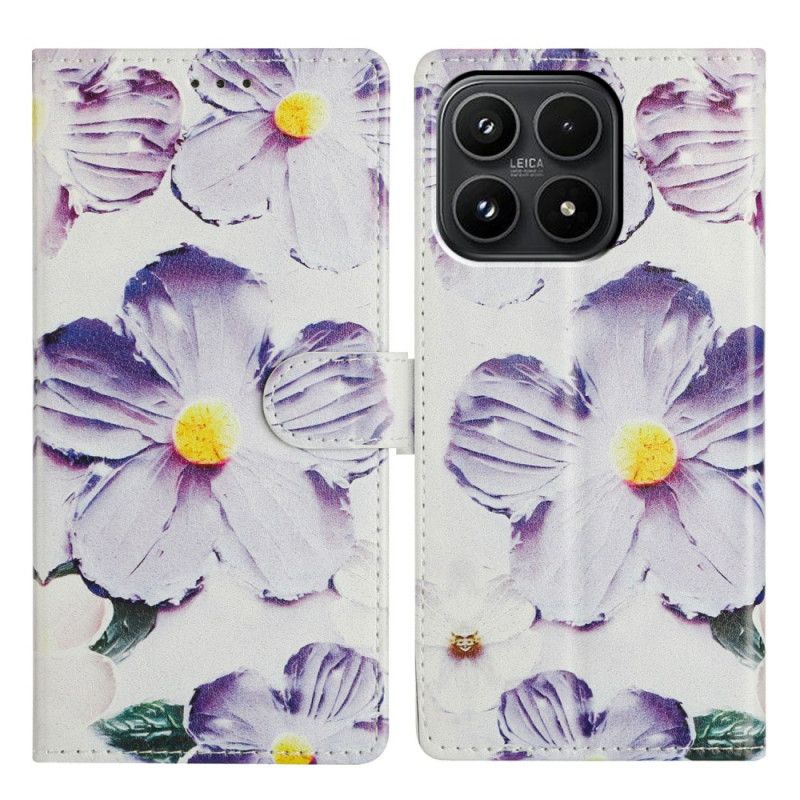 Leren Hoesje Voor Xiaomi 17 Paarse Bloemen