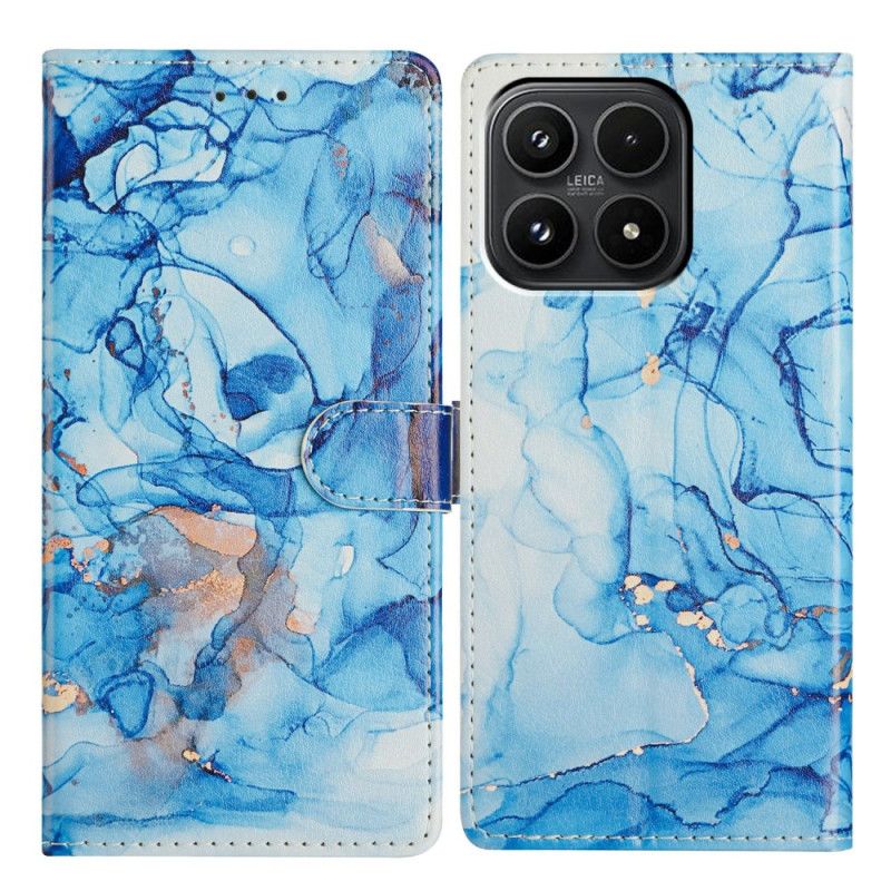 Leren Hoesje Xiaomi 17 Blauw Marmer Bescherming Hoesje