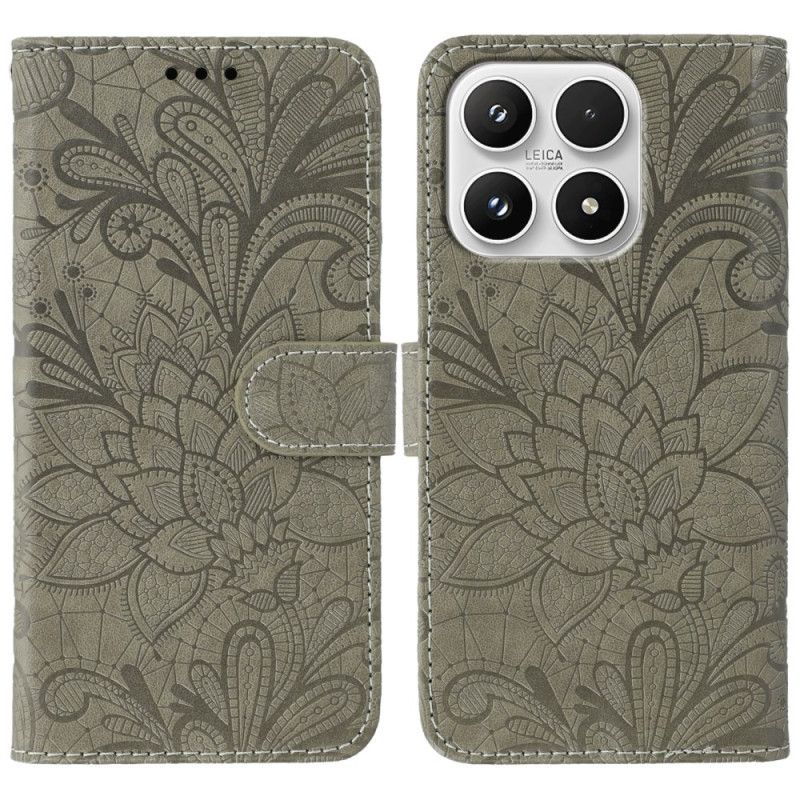 Leren Hoesje Xiaomi 17 Bloemenkantpatroon Bescherming Hoesje