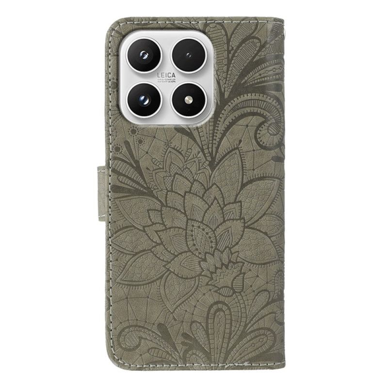 Leren Hoesje Xiaomi 17 Bloemenkantpatroon Bescherming Hoesje