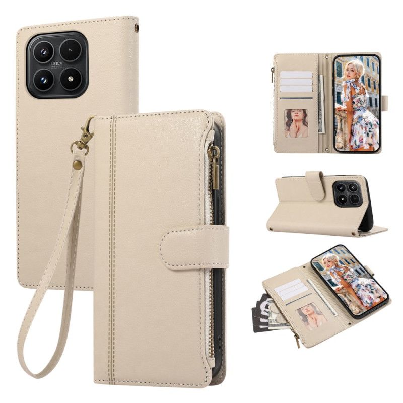 Leren Hoesje Xiaomi 17 Portemonnee Met Sierrand En Koord Bescherming Hoesje