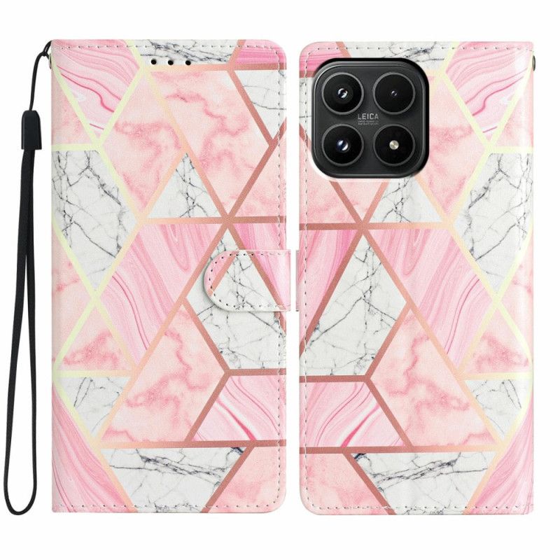 Leren Hoesje Xiaomi 17 Roze Marmer Bescherming Hoesje