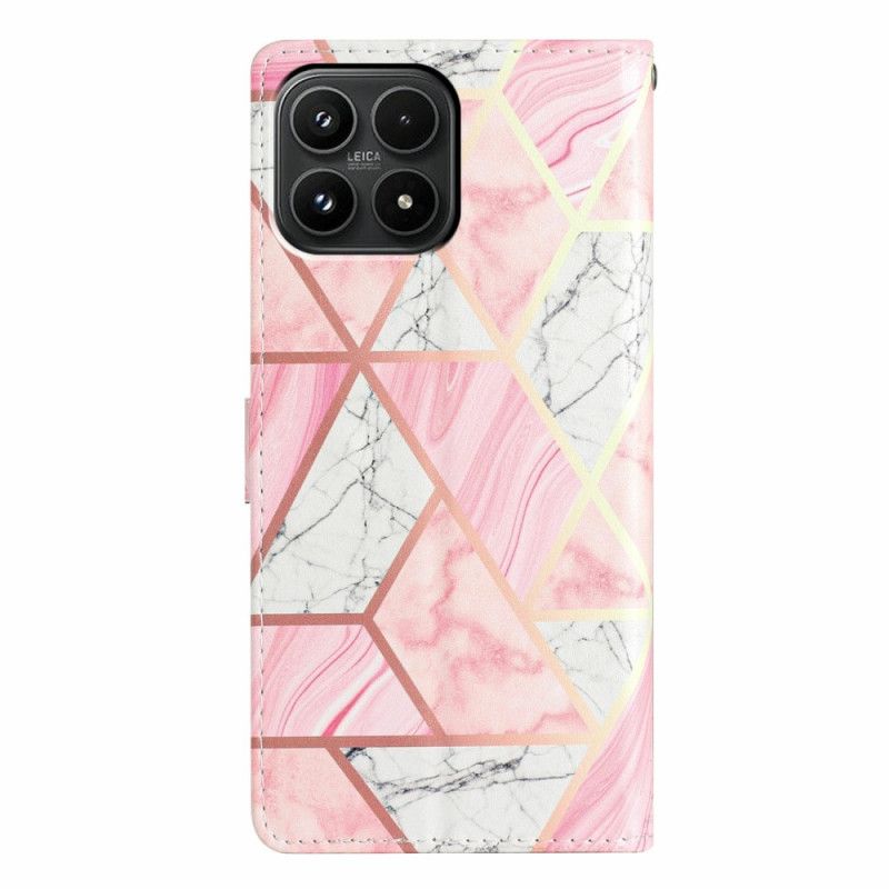 Leren Hoesje Xiaomi 17 Roze Marmer Bescherming Hoesje