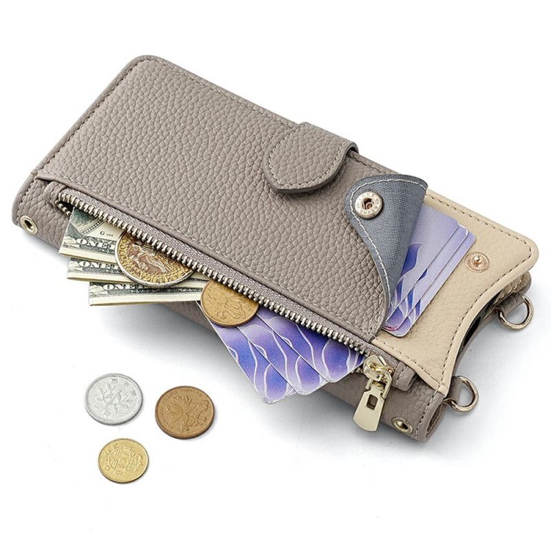 Leren Hoesje Xiaomi 17 Schouderband Met Spiegel En Ketting Bescherming Hoesje